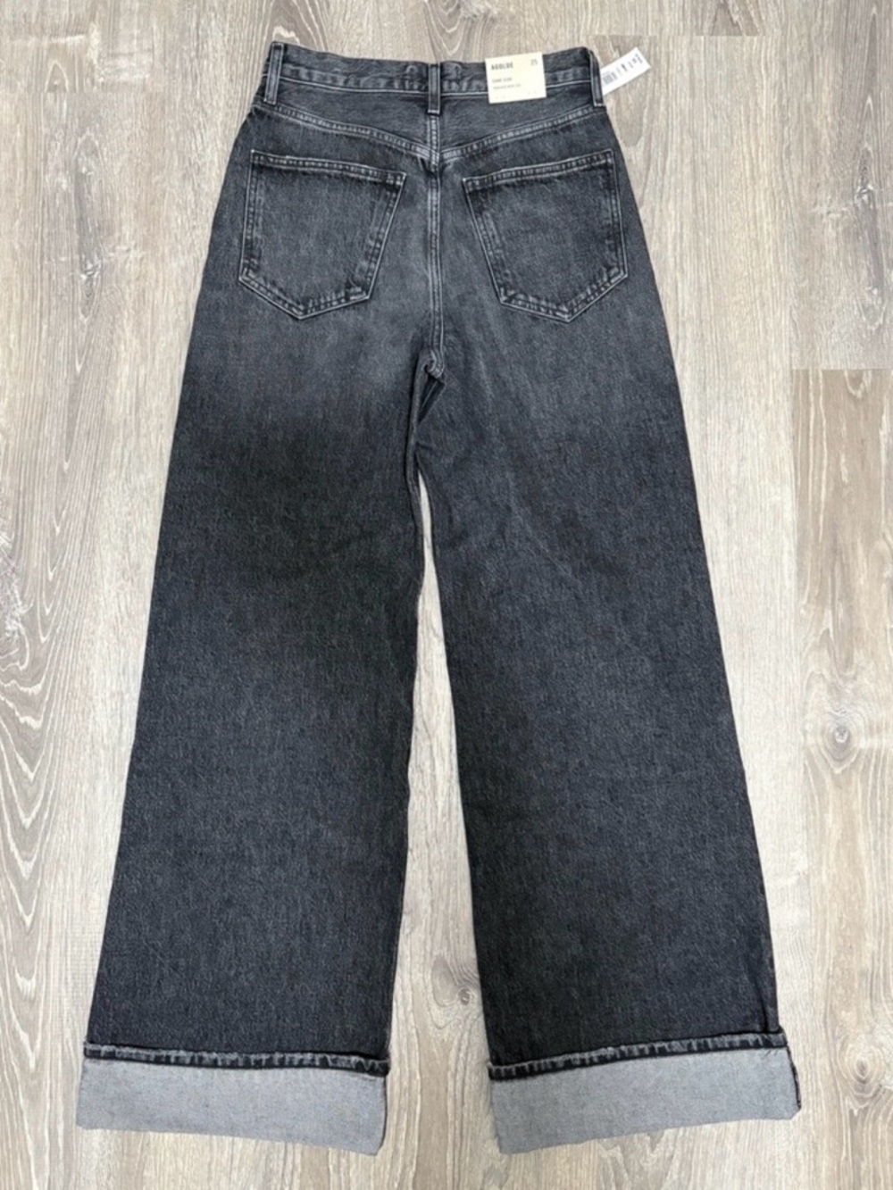 Agolde Black High-Rise Wide Leg Jeans with Button Fly Nwt - Picture 9 of 12
